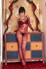 In her body stocking and lingerie Kate Anne strips 